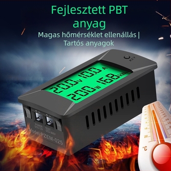 Peacefair DC digitális feszültség- és áramerőmérő kijelzővel, többfunkciós teljesítmény- és energiafogyasztás mérő, modell Pzem-025, 0–300 V, 1% pontosság