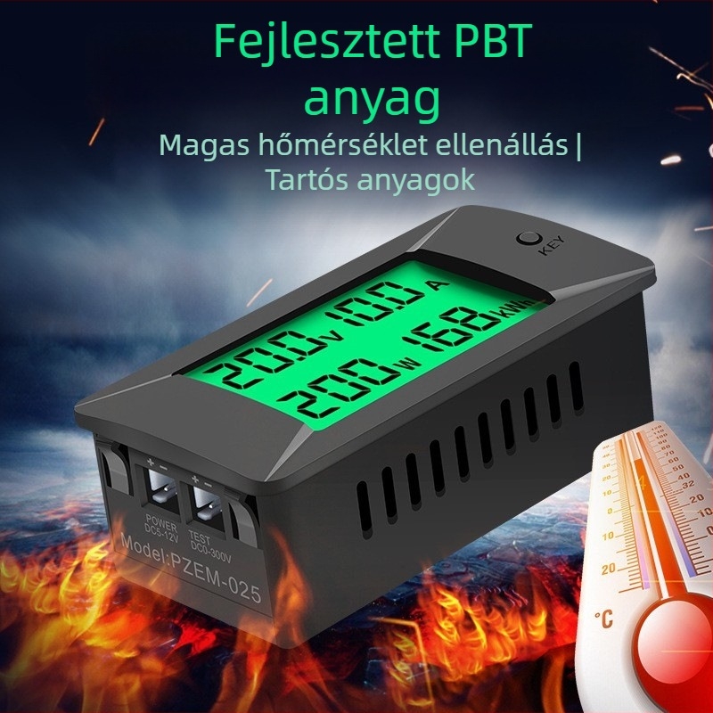 Peacefair DC digitális feszültség- és áramerőmérő kijelzővel, többfunkciós teljesítmény- és energiafogyasztás mérő, modell Pzem-025, 0–300 V, 1% pontosság