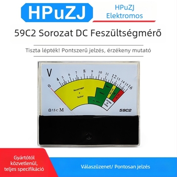 Hepu Electric 59C2 DC feszültségmérő, pointer típus, 0–16 V, pontosság szintje 1,5