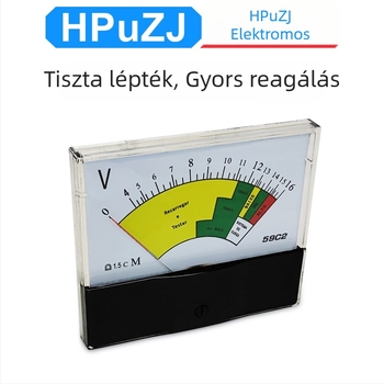 Hepu Electric 59C2 DC feszültségmérő, pointer típus, 0–16 V, pontosság szintje 1,5