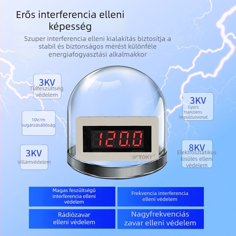 TOKY DM3A/B/C-DV20 ultra vékony digitális paneles feszültségmérő, bemenet 0–10 V
