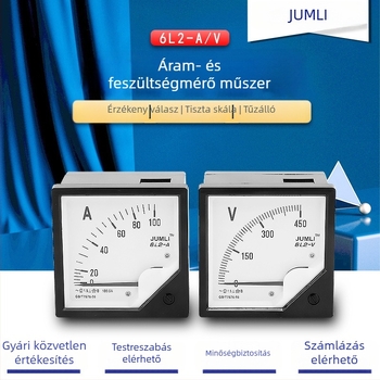 Analóg váltóáramú ampermérő és mutatós voltmérő, modell 6L2-A, mérési tartományok: 600/5, 400/5, 1000/5, 250/5
