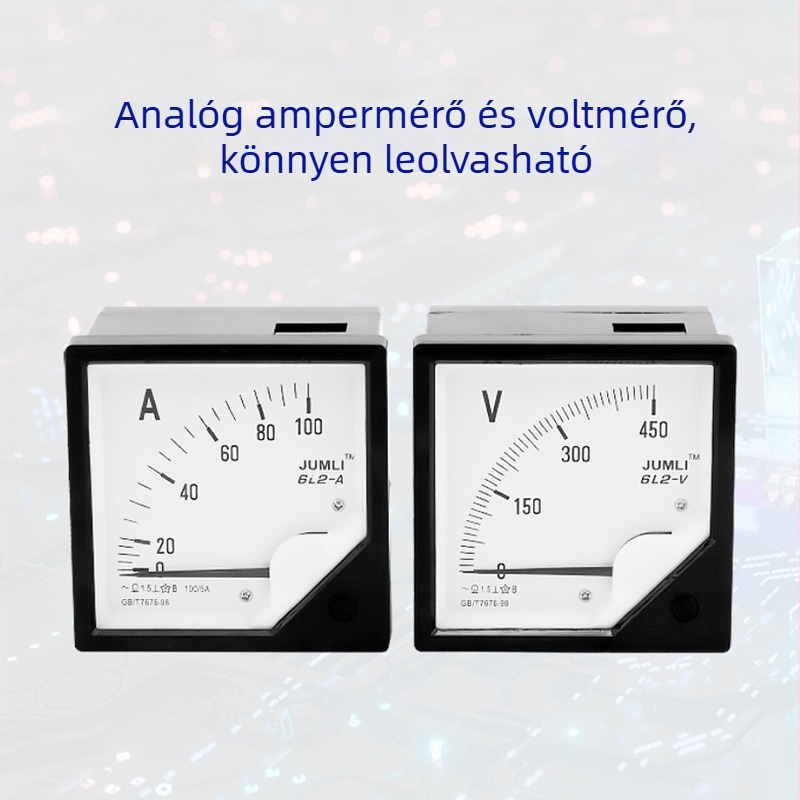 Analóg váltóáramú ampermérő és mutatós voltmérő, modell 6L2-A, mérési tartományok: 600/5, 400/5, 1000/5, 250/5