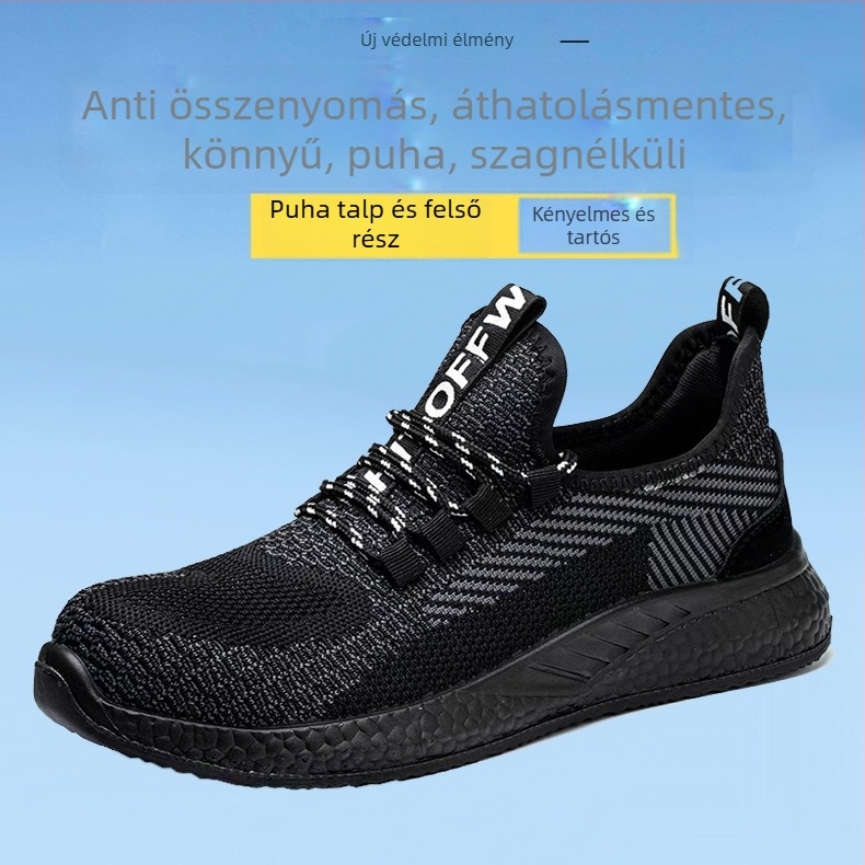 Uniszex munkavédelmi cipő építkezésre, ütés- és átszúrás elleni védelem, légáteresztő Fly-Mesh felsőrész, acél orrvédő, könnyű és kopásálló
