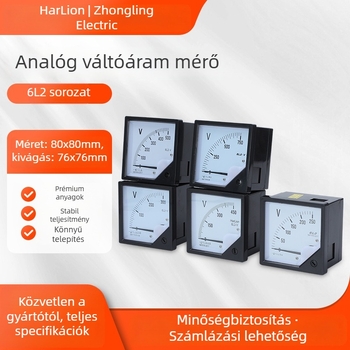 AC mutatós voltmérő 6L2 – Magasfeszültségű precizitás, mutatóval, tartományok: 50V, 250V, 450V, 1000V, 1500V – Zhongling