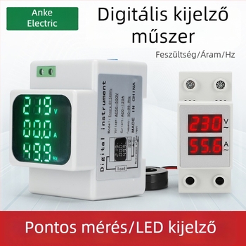 D52-2042A: DIN-sínre szerelt digitális feszültségmérő, állítható védelemmel a túl-/alulfeszültség és a túl-/alacsony áram ellen