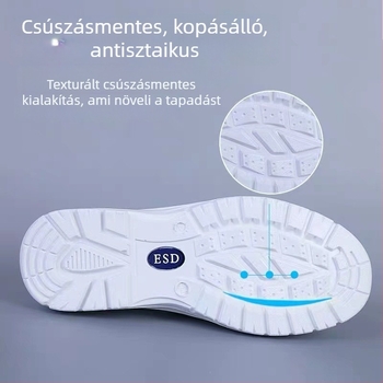Biztonsági cipő acélorrú, ütés- és átszúrásálló, antiszatikus, olajálló, mikroszálas bőr