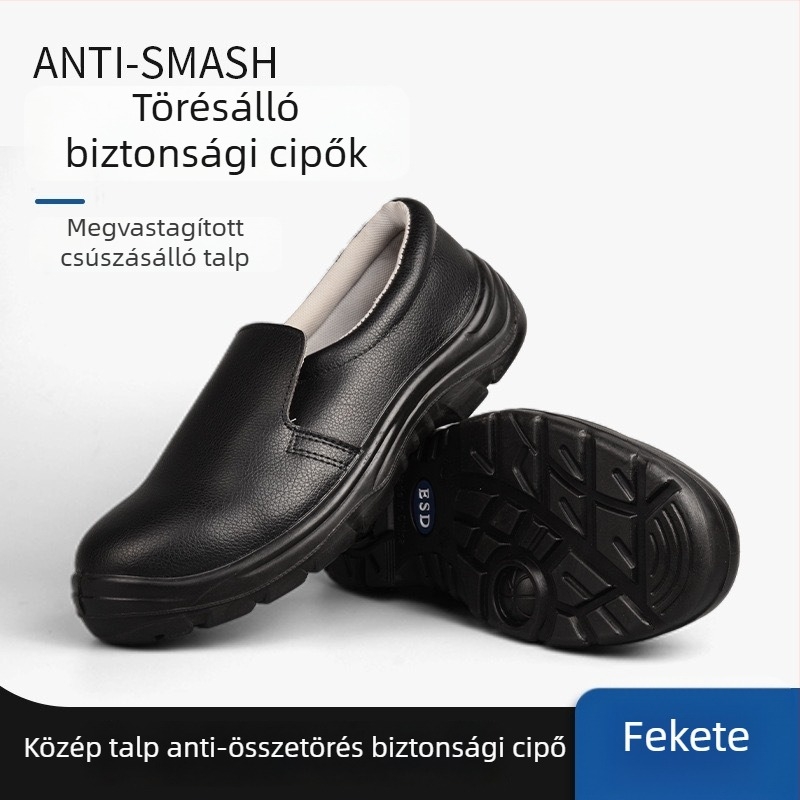 Biztonsági cipő acélorrú, ütés- és átszúrásálló, antiszatikus, olajálló, mikroszálas bőr