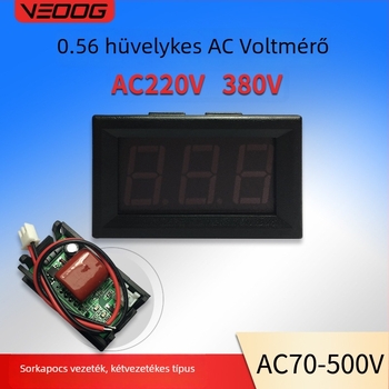 AC feszültségmérő 220V, kétvezetékes, digitális kijelző, 380V digitális típus