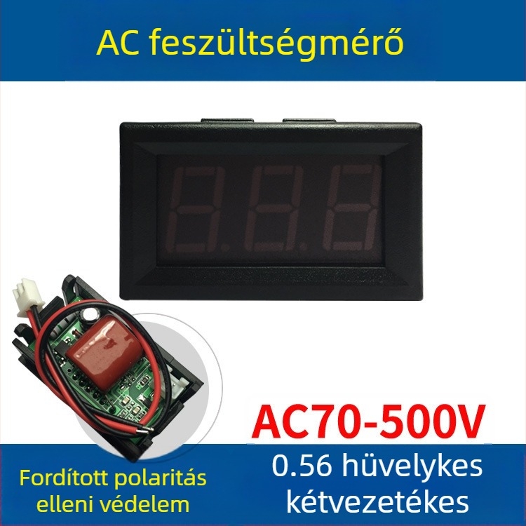 AC feszültségmérő 220V, kétvezetékes, digitális kijelző, 380V digitális típus