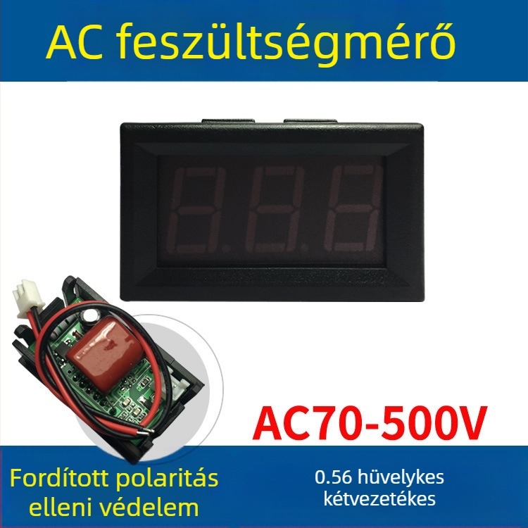 AC feszültségmérő 220V, kétvezetékes, digitális kijelző, 380V digitális típus
