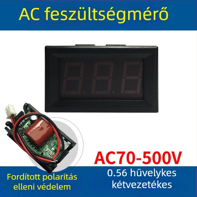 AC feszültségmérő 220V, kétvezetékes, digitális kijelző, 380V digitális típus
