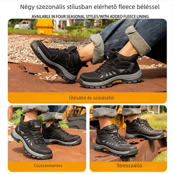Acélorrú Munkavédelmi Cipő, Csúszásmentes, Kopásálló, Ütés- és Átszúrásálló, Légáteresztő