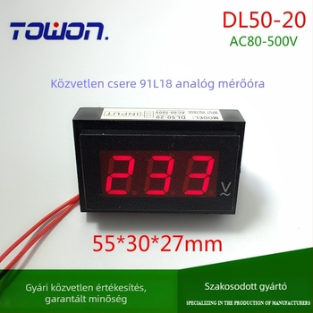 DL50-20 digitális feszültségmérő műszer, AC80-500V tartomány, 1% pontosság, környezeti hőmérséklet -10–60°C