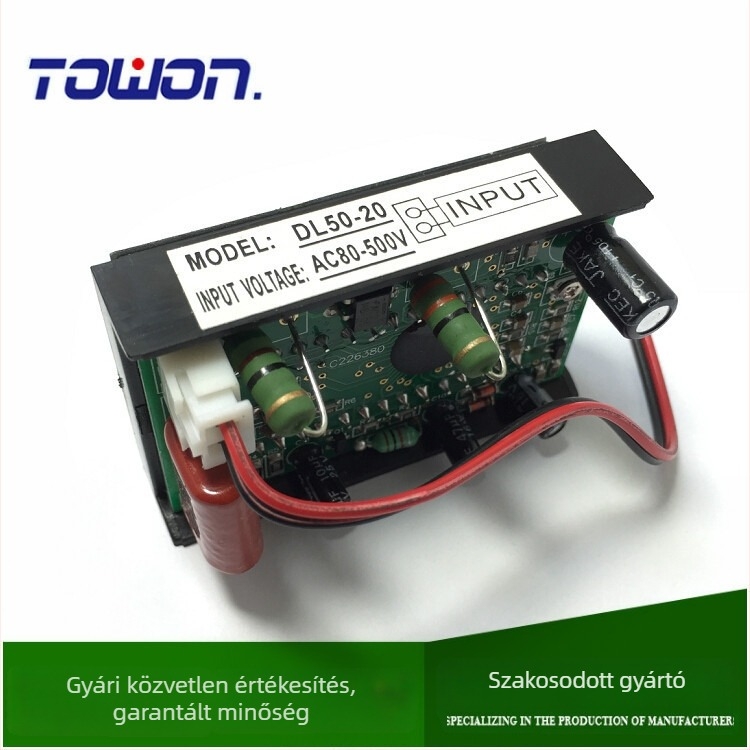 DL50-20 digitális feszültségmérő műszer, AC80-500V tartomány, 1% pontosság, környezeti hőmérséklet -10–60°C