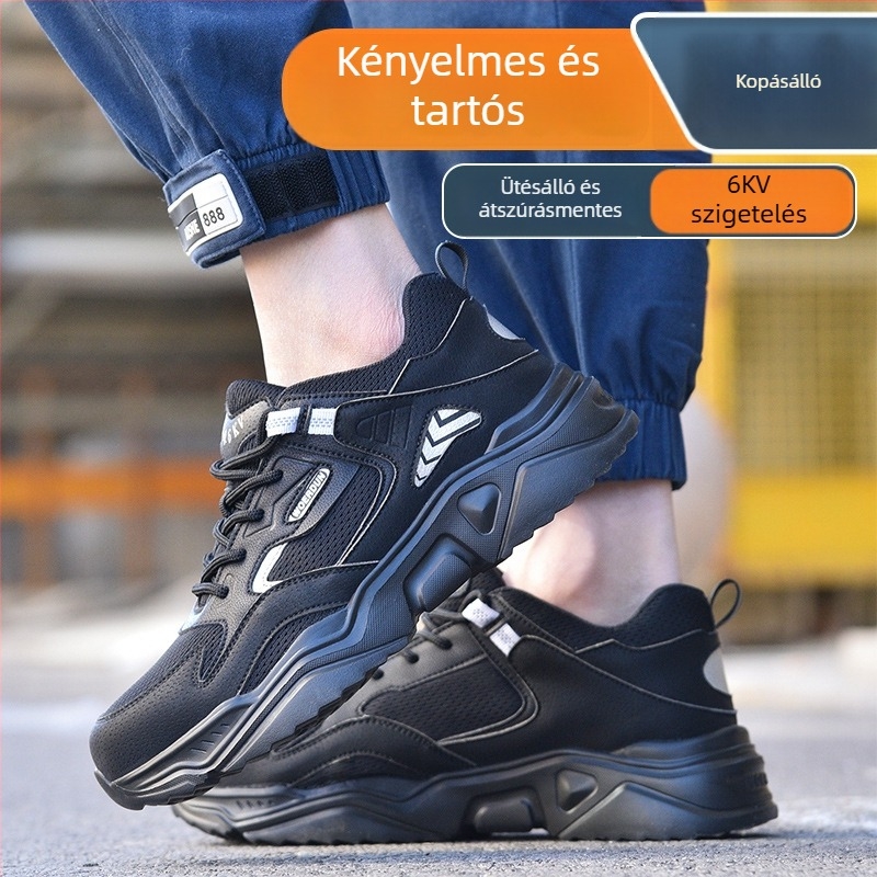 Acélorrú munkavédelmi cipő, anti-perforációs védelemmel, szigetelt, lélegző, könnyű
