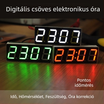 DIY kreatív óra modul mikrokontrollerrel, digitális kijelzővel, hőmérséklet, dátum és feszültség mérésével