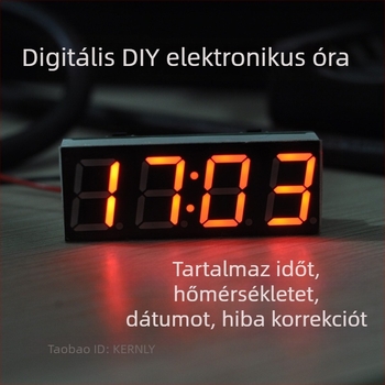 DIY kreatív óra modul mikrokontrollerrel, digitális kijelzővel, hőmérséklet, dátum és feszültség mérésével