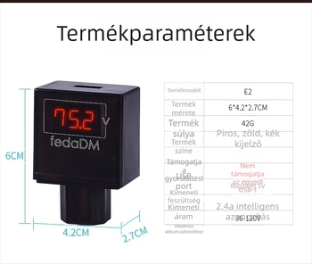 2,4A digitális feszültségmérő elektromos járművekhez USB töltővel, 48V/60V/72V/96V rendszerekhez