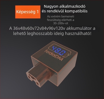 2,4A digitális feszültségmérő elektromos járművekhez USB töltővel, 48V/60V/72V/96V rendszerekhez