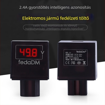2,4A digitális feszültségmérő elektromos járművekhez USB töltővel, 48V/60V/72V/96V rendszerekhez