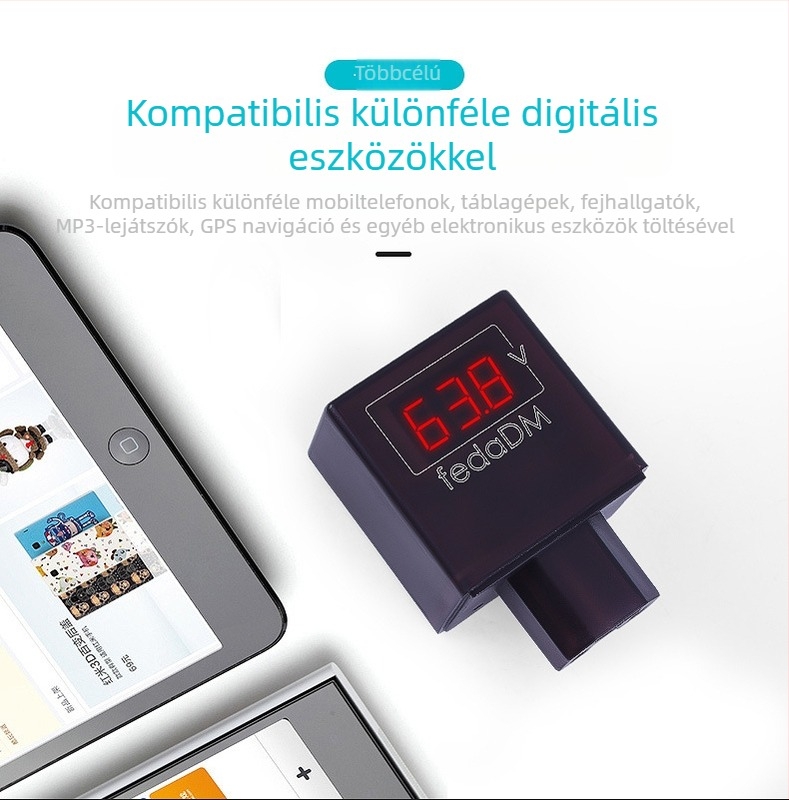 2,4A digitális feszültségmérő elektromos járművekhez USB töltővel, 48V/60V/72V/96V rendszerekhez