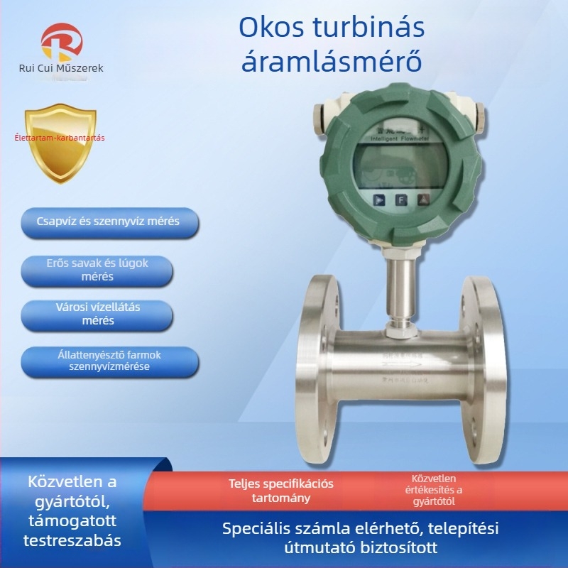 Turbinás áramlásmérő folyadékok számára – Ruitest Instruments, 0-2000 m³/h, digitális kijelző