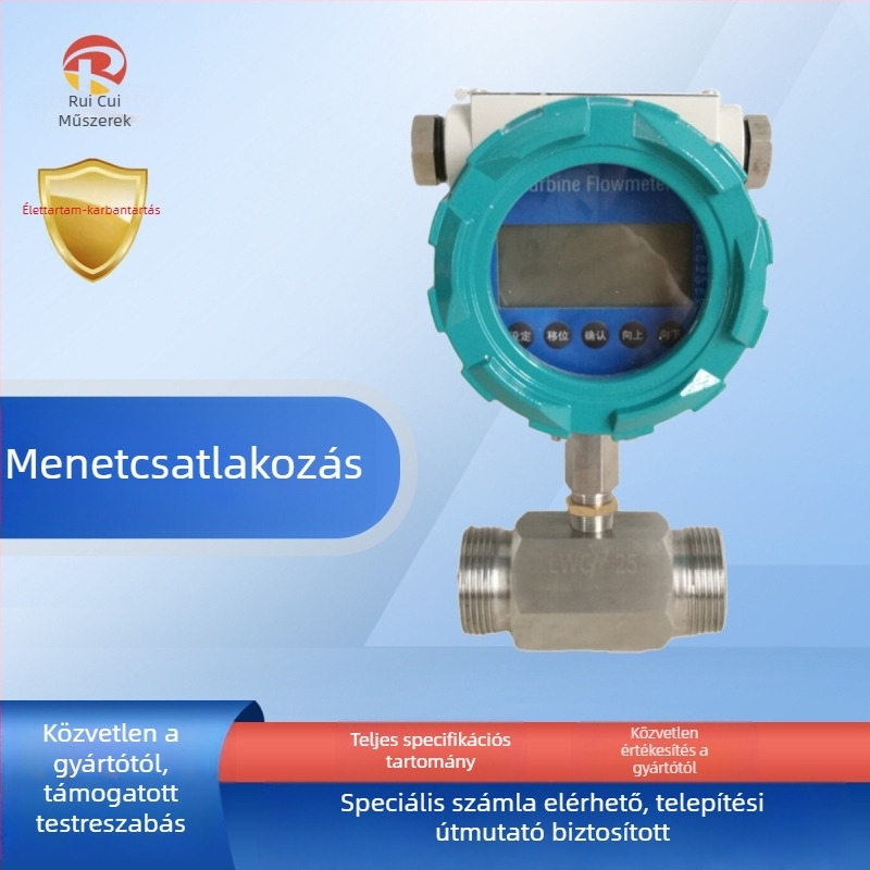 Turbinás áramlásmérő folyadékok számára – Ruitest Instruments, 0-2000 m³/h, digitális kijelző