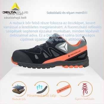 Deltaplus Munkavédelmi Cipő – Gumi, alacsony boka, anti-ütközés és perforáció elleni, lélegző, lúgos- és saválló