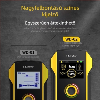 FNIRSI WD-02 Többcélú faldetektor: vezeték-, fém- és armatúra detektálás; lézeres távolságmérő; nagy pontosság belső használatra