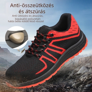 Biztonsági védőcipők ütésálló és átszúrás elleni védelemmel, acél orr, lélegző felsőrész Fly-knit anyagból, perforáció elleni védelem, olajálló