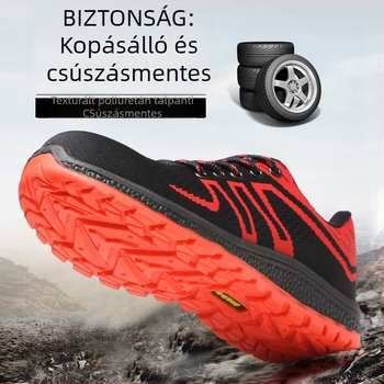 Biztonsági védőcipők ütésálló és átszúrás elleni védelemmel, acél orr, lélegző felsőrész Fly-knit anyagból, perforáció elleni védelem, olajálló