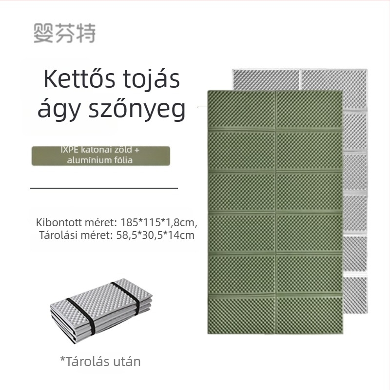 Piknik-kemping matrac — IXPE nedvesség elleni, vízálló réteg alumíniumfóliával, LDPE 90% + 10% alumínium fólia, kültéri szabadidő, Schumate