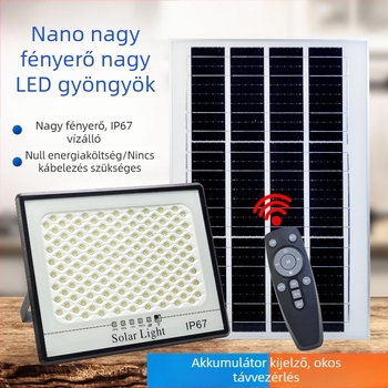 Kültéri napelemes LED reflektor, IP67 vízálló, 12–16 órás üzemidő, 3.2V, fényérzékelő vezérlés