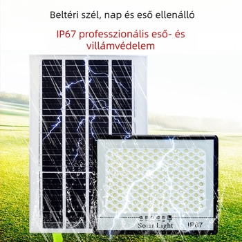Kültéri napelemes LED reflektor, IP67 vízálló, 12–16 órás üzemidő, 3.2V, fényérzékelő vezérlés