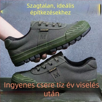 Uniszex kamuflált vászon edzőcipő, csúszásmentes és kopásálló talppal, középmagas felsőrész, átszúrás elleni védelemmel