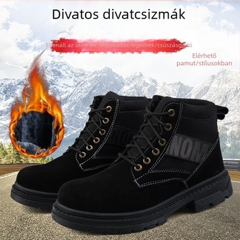Munkavédelmi cipő - középmagas, acél orr, velúr borjúbőr, ütésálló, perforáció elleni védelem