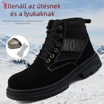Munkavédelmi cipő - középmagas, acél orr, velúr borjúbőr, ütésálló, perforáció elleni védelem