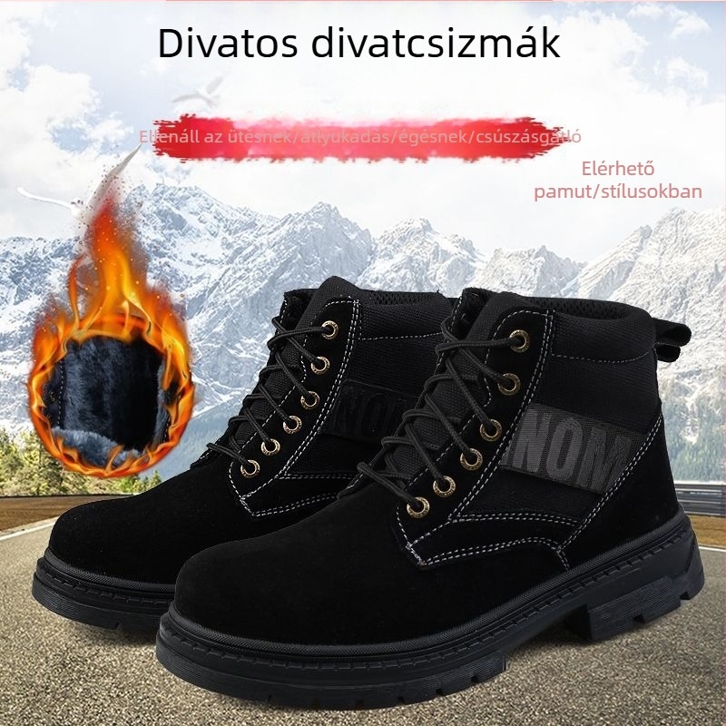 Munkavédelmi cipő - középmagas, acél orr, velúr borjúbőr, ütésálló, perforáció elleni védelem