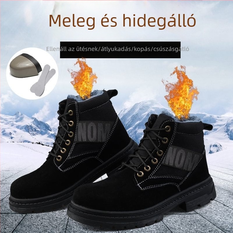 Munkavédelmi cipő - középmagas, acél orr, velúr borjúbőr, ütésálló, perforáció elleni védelem
