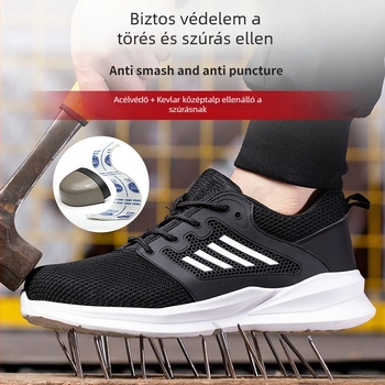 Biztonsági cipő ütés- és átszúrás elleni védelemmel, marhabőr, acél orr, alacsony felső rész