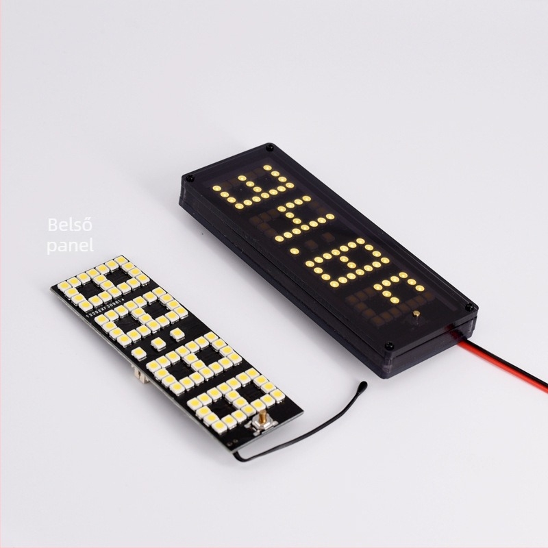 Autóhoz való LED pontmátrix óra, belső hőmérő, akkumulátor feszültség mérése, RX8025 nagy pontosságú időzítő IC, DIY telepítés