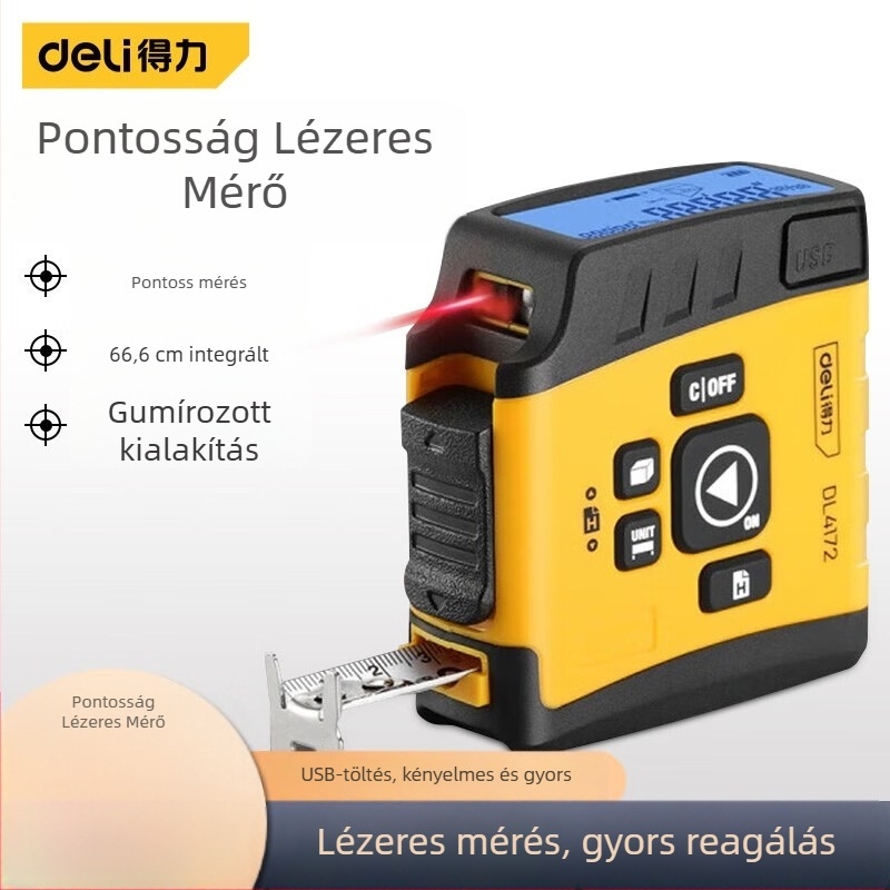 Deli lézeres távolságmérő digitális mérőszalaggal – 3 az 1-ben mérőeszköz