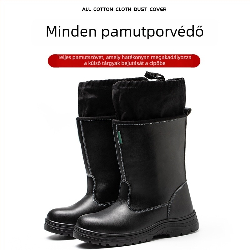 Magas szárú munkavédelmi bakancs, ütésálló és perforáció-ellenálló, acélorrvédővel, olaj-, sav- és lúgálló, mikroszálas bőrből
