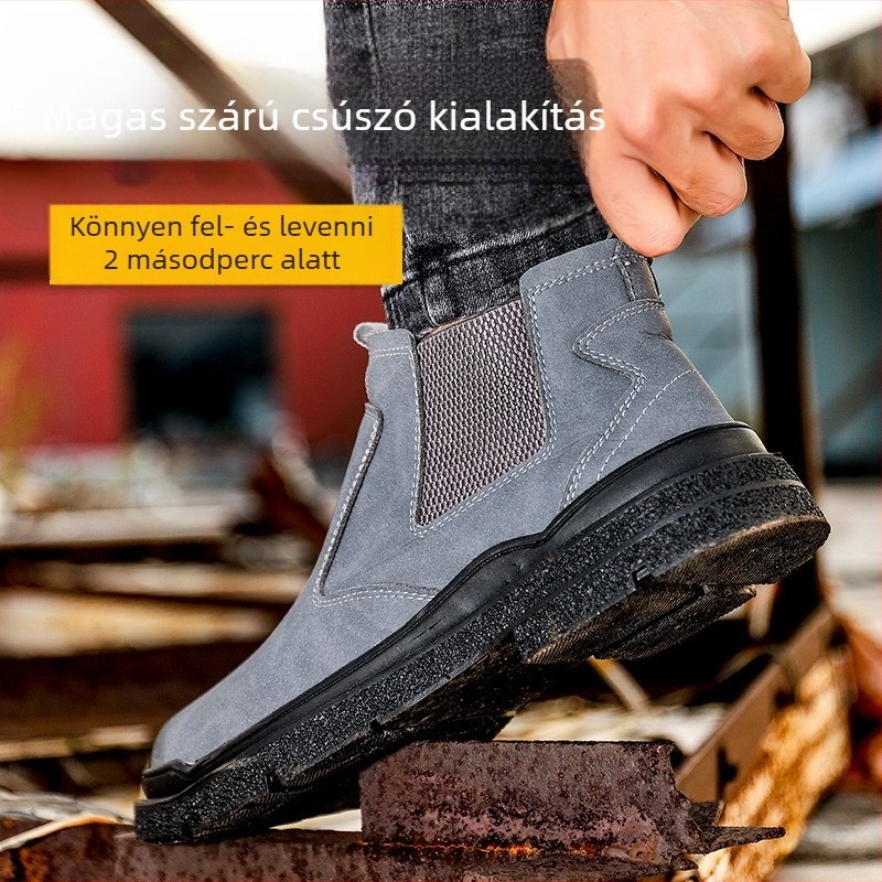 Hegesztőknek védőcipő, magas szárú, acélorrú, ütés- és átszúrásálló, gumírozott talp
