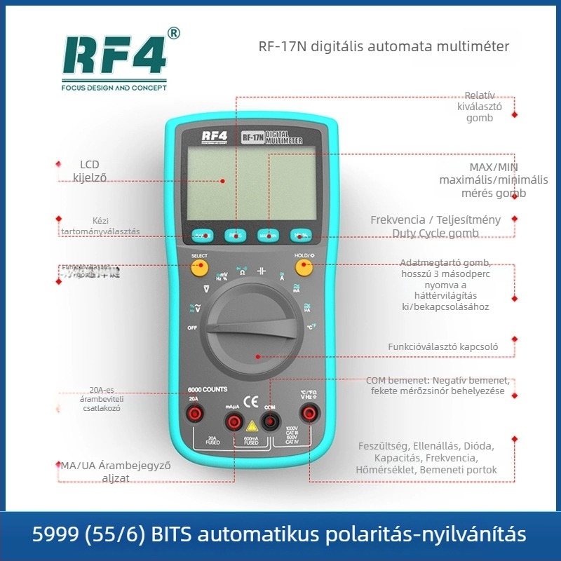 RF4 RF-17N Digitális intelligens feszültségmérő és multiméter alaplapokhoz, telekommunikációs karbantartáshoz