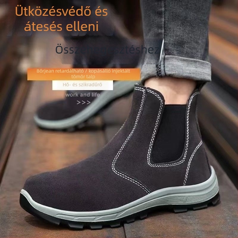 Zhenpeng Munkavédelmi Cipő Hegesztéshez – ütésálló és átszúrásálló, acélos orr, mikroflízes bőr, magas szárú