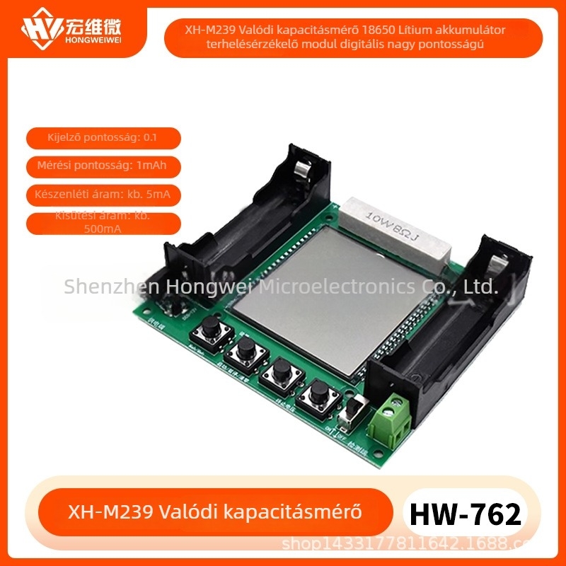 XH-M239 Lítiumakkumulátor 18650 valós kapacitás mérő modul, magas precizitású maH/mWh digitális mérés