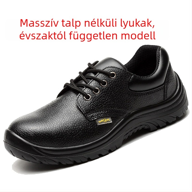 Férfi biztonsági cipő, légáteresztő bőr, acél orr, lyukálló, könnyű és csúszásmentes ipari felhasználásra