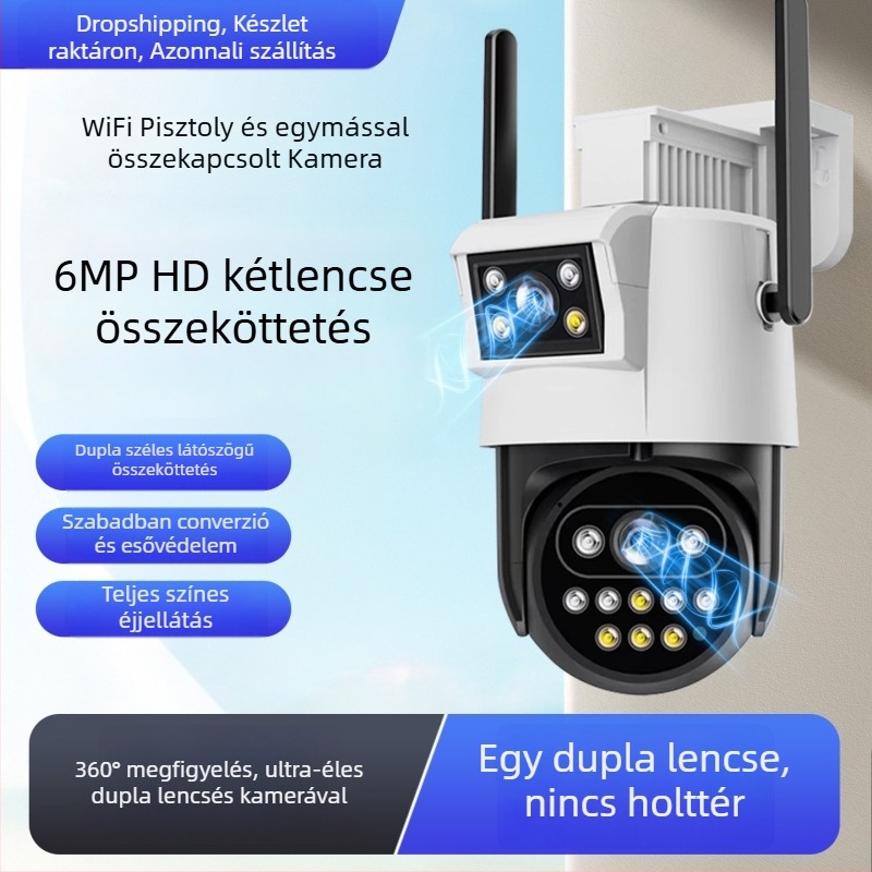 Kültéri IP-kamera távoli mobil megfigyeléssel, éjjellátás 0,01 lux, -30°C–65°C tartomány, 12V tápegység, kültéri használat